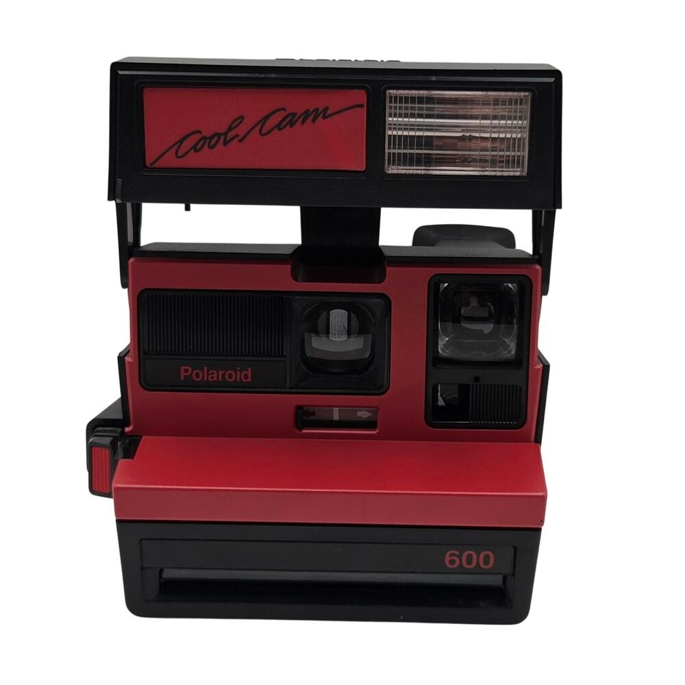Polaroid Vintage Cool Cam 600 Red And Black Instant Camera With Shoulder Strap